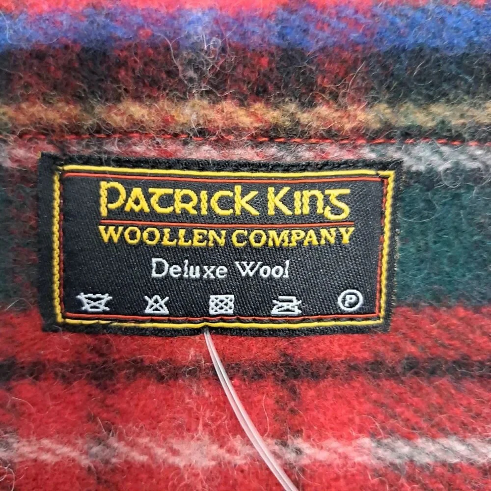 Patrick King Merino Wool Scottish Tartan Red Pocket Scarf Kins 62